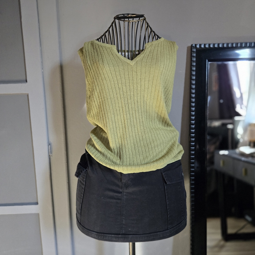 Kathie Lee Collection Yellow Ribbed Top